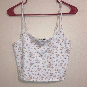 White floral print (yellow) crop top